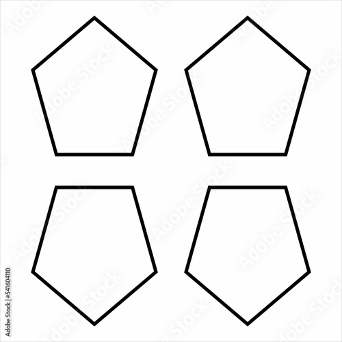 Vector, Image of set of pentagons, black and white color, transparent background

