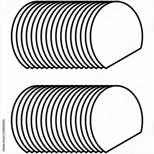 Vector, Image of three quarters circle in a row, black and white color, transparent background

