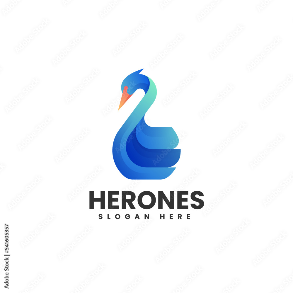 Fototapeta premium Vector Logo Illustration Heron Gradient Colorful Style.