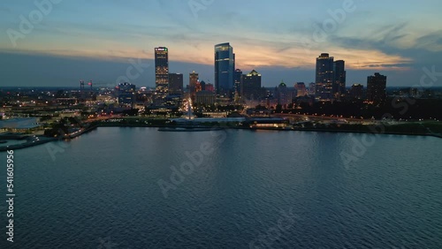 Downtown Milwaukee WI Sunset Drone 24