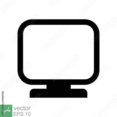 Monitor screen icon. Simple flat style. PC, desktop, lcd, tv, television, computer display, digital technology concept. Vector illustration isolated on white background. EPS 10.