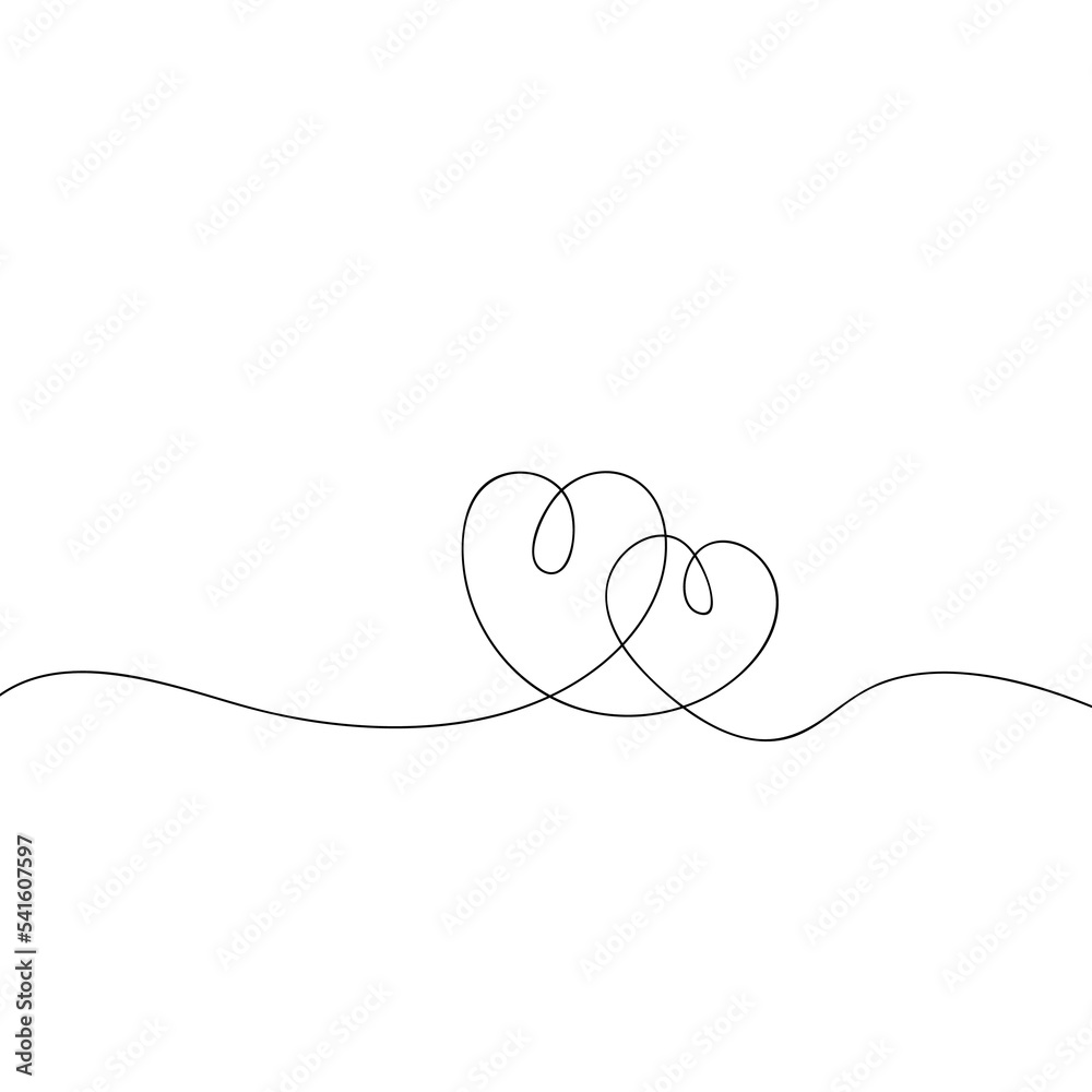 Continuous line drawing of love sign with two hearts embrace minimalism design on white background. Hand sketch art, relationship icon, romance concept. Vector EPS 10. Continuous line drawing of love sign with two hearts embrace minimalism design on white background. Hand sketch art, relationship icon, romance concept. Vector EPS 10.
