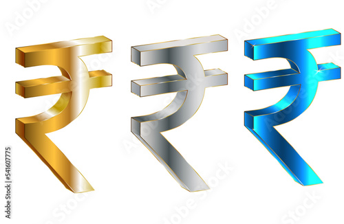 Rupee currency symbol.Golden shiny Rupee money sign