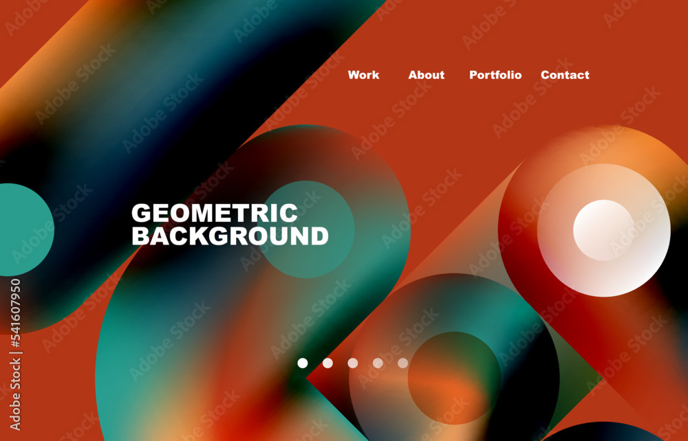 Circles and round shapes landing page abstract geometric background. Web page for website or mobile app wallpaper Circles and round shapes landing page abstract geometric background. Web page for website or mobile app wallpaper