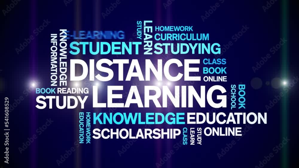 Distance Learning animated tag word cloud;text design animation kinetic ...
