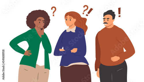 vector illustration in flat style. various people stand thinking photo