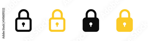 lock web icon set Flat style Unlock symbol collection sign marker