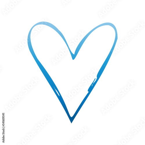 Simple blue doodle heart. Isolated design element for valentine's day, wedding, romance