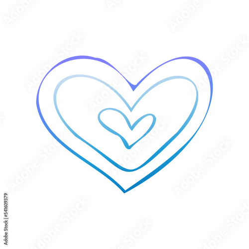 Simple blue doodle heart. Isolated design element for valentine's day, wedding, romance