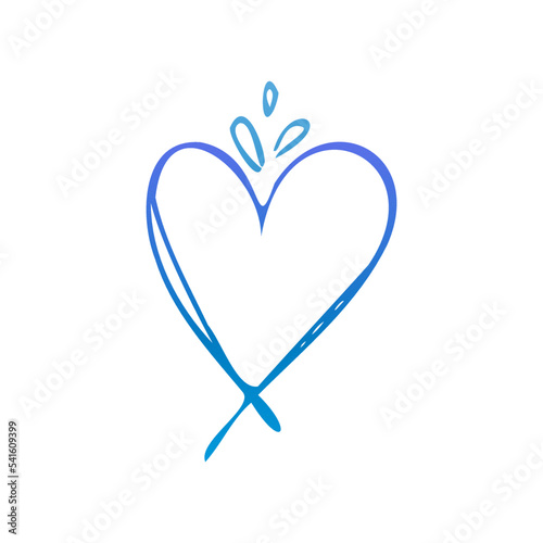 Simple blue doodle heart. Isolated design element for valentine's day, wedding, romance
