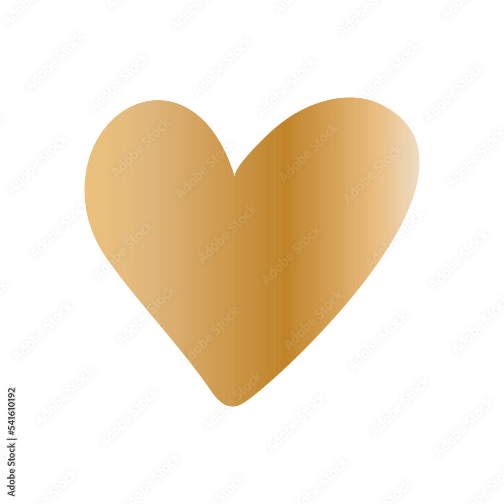 Simple golden doodle hand drawn heart. Isolated design element for valentine's day, wedding, romance Simple golden doodle hand drawn heart. Isolated design element for valentine's day, wedding, romance