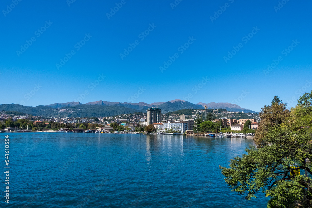 View of Lugano from the lake on a sunny day