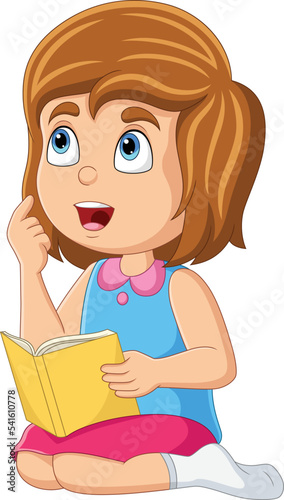 Cartoon little girl having a good idea