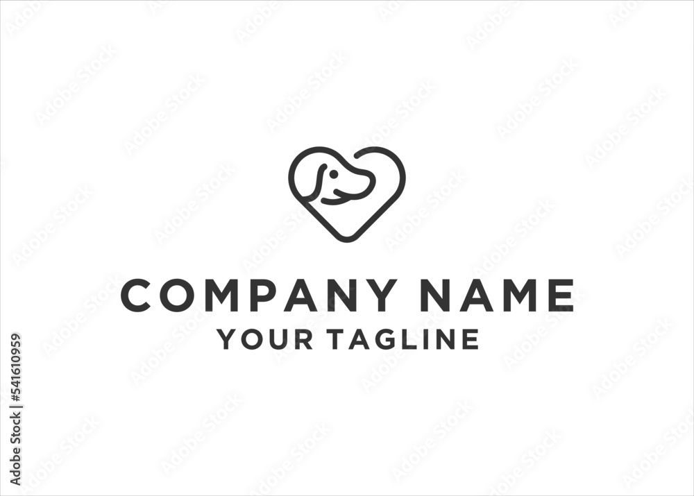 love dog logo Simple and modern love dog logo Simple and modern