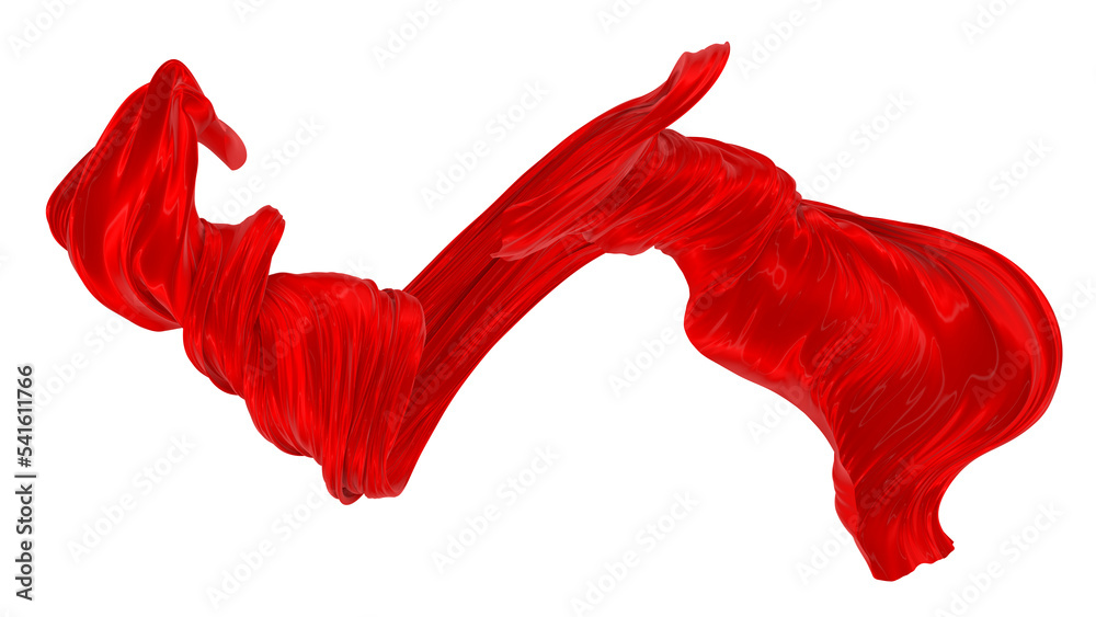 Beautiful flowing fabric of red wavy silk or satin. 3d rendering image. Beautiful flowing fabric of red wavy silk or satin. 3d rendering image.