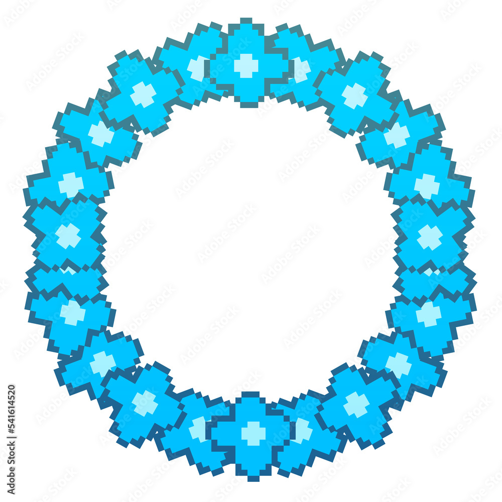 Pixel art blue flower rings