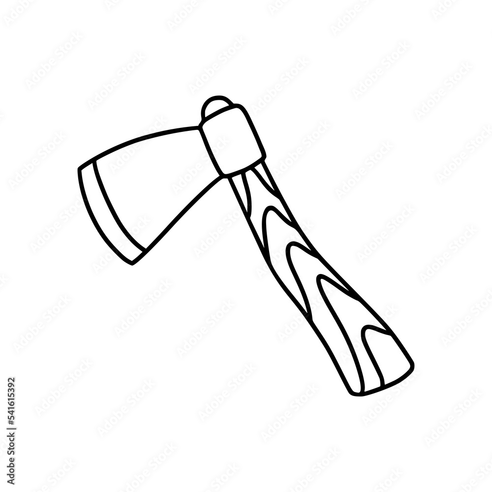 Tourist axe in the style of doodles. Isolated on a white background. Vector illustration. Tourist axe in the style of doodles. Isolated on a white background. Vector illustration.