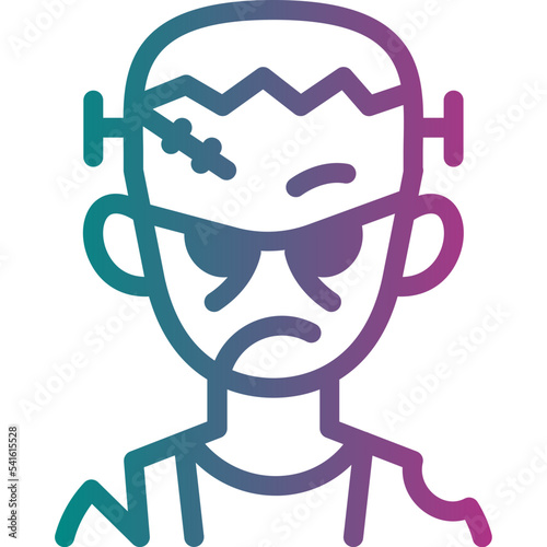 zombie frankenstein gradient line icon
