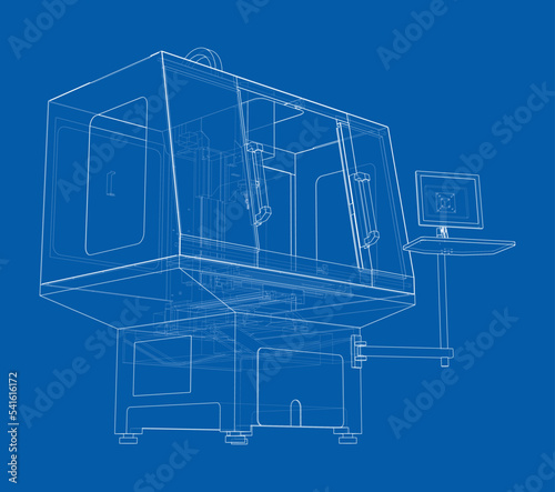 Metalworking CNC milling machine. Vector
