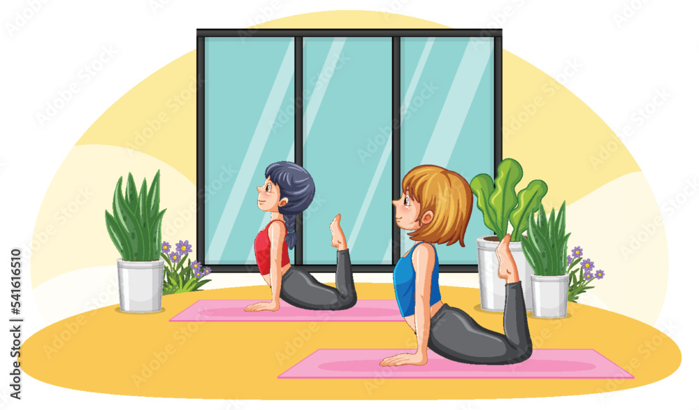 Fototapeta premium Women practicing yoga at home