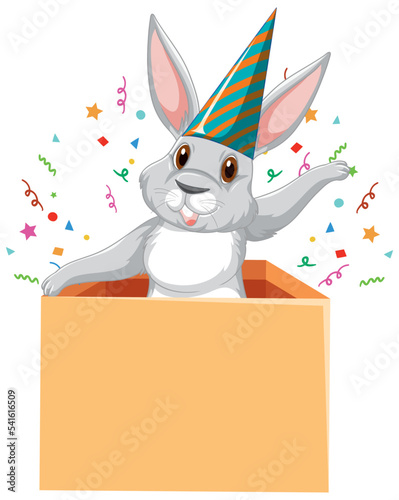 Cute grey rabbit cartoon character