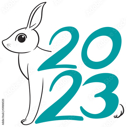 New Year 2023 rabbit sign icon