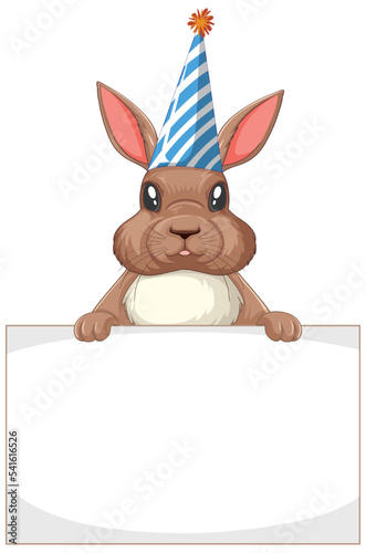 Party rabbit holding banner template