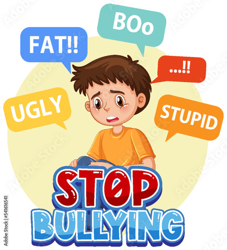 Stop bullying kids text design