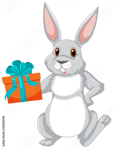Cute grey rabbit cartoon character