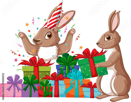 Cute rabbit with gift box