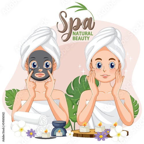 Spa girl applying facial mask