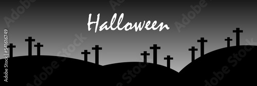 Halloween day night. Cemetery grave. Vector illustration