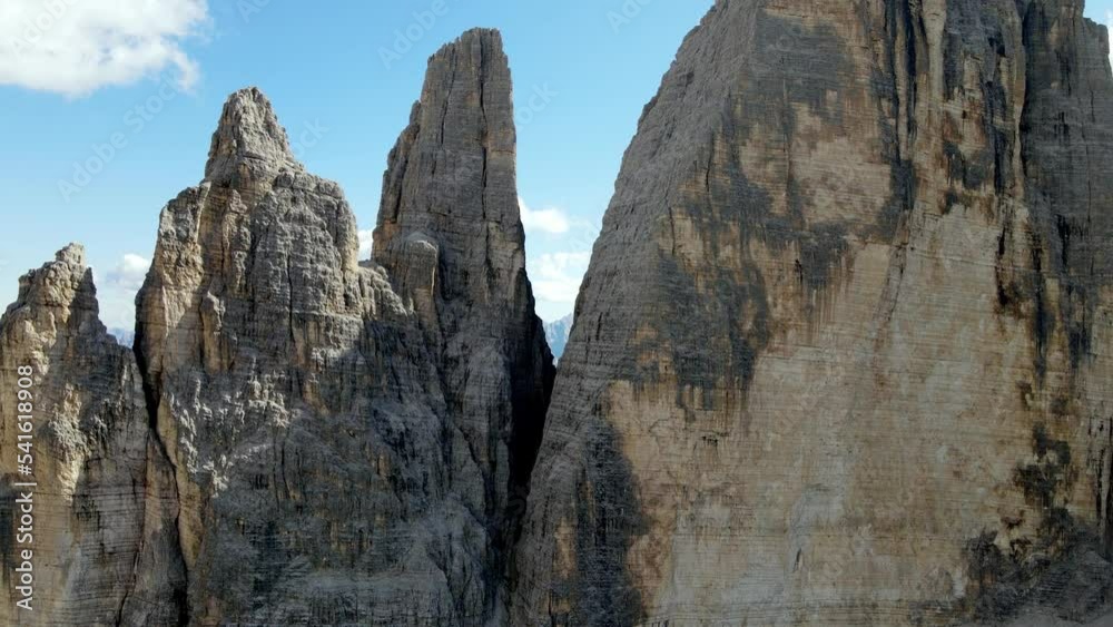 Aerial views of The Tre Cime di Lavaredo in The Italian Dolomites Aerial views of The Tre Cime di Lavaredo in The Italian Dolomites