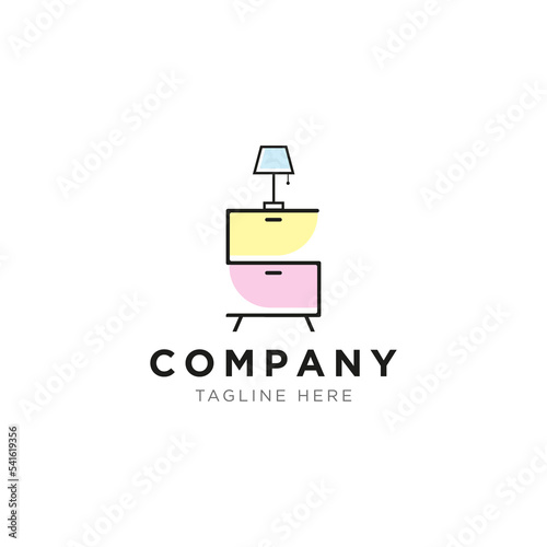 Furniture Interior Drawer Storage Logo Vector Icon Illustration