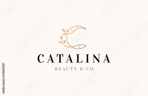 Letter c nature beauty alphabet logo icon design template flat vector