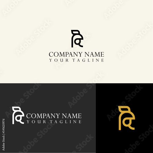 R Rooster logo line vector
