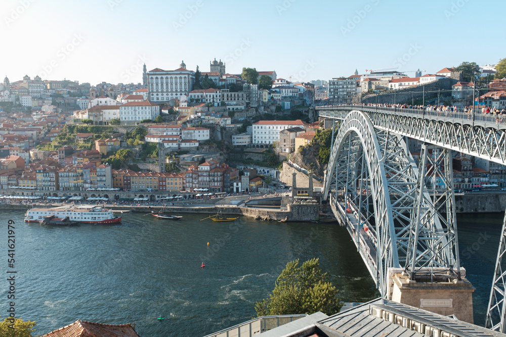 Fototapeta premium Iron bridge called Dom Luis bridge in Porto, Portugal crossing the river Douro
