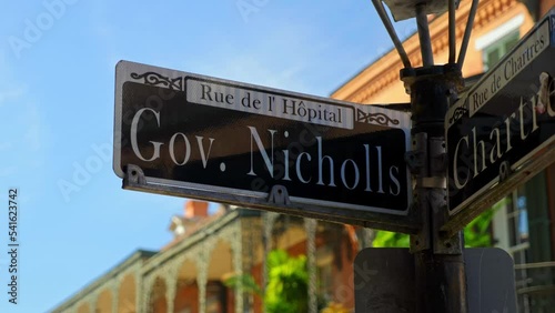 Governor Nicholls and Charters Street Signs New Orleans French Quarter photo