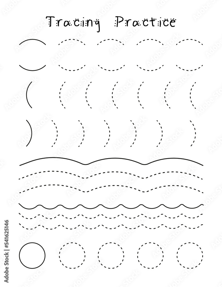 Tracing practice worksheet for preschool kids. Handwriting and ...