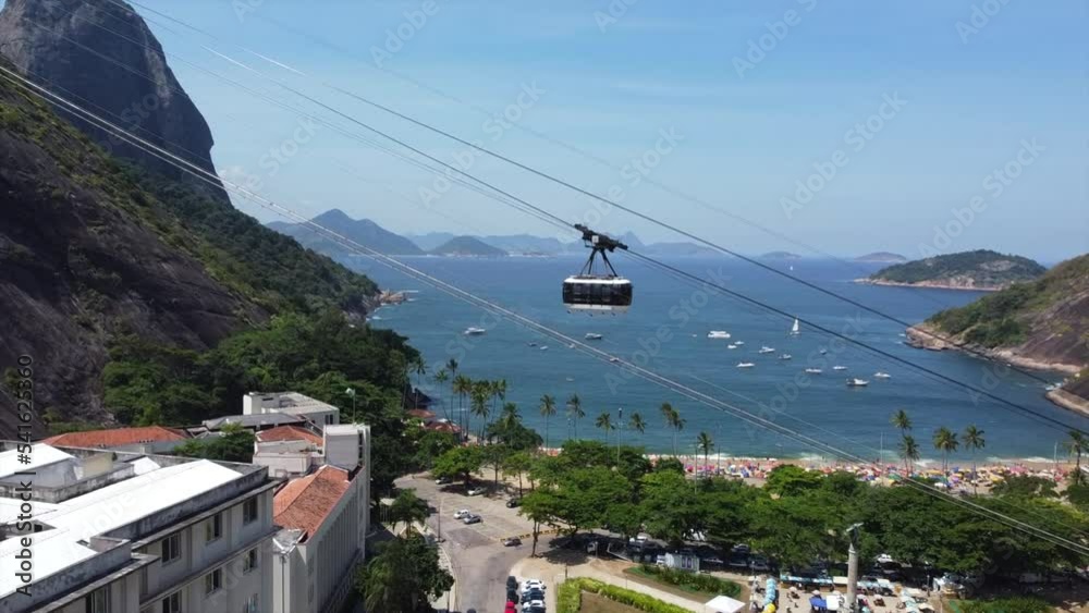 Sugarloaf Mountain Cable Car Going up and down facing Ocean. Praia Vermelha
Rio de Janeiro, Brazil by Drone 4k
Aerial Nature + Travel