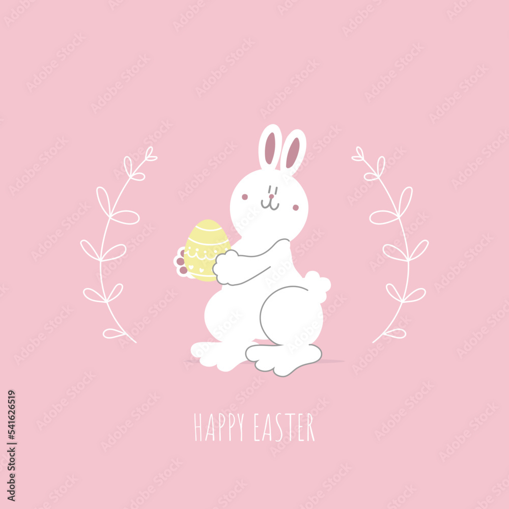 happy easter festival with animal pet bunny rabbit and egg, pastel color, flat vector illustration cartoon character happy easter festival with animal pet bunny rabbit and egg, pastel color, flat vector illustration cartoon character