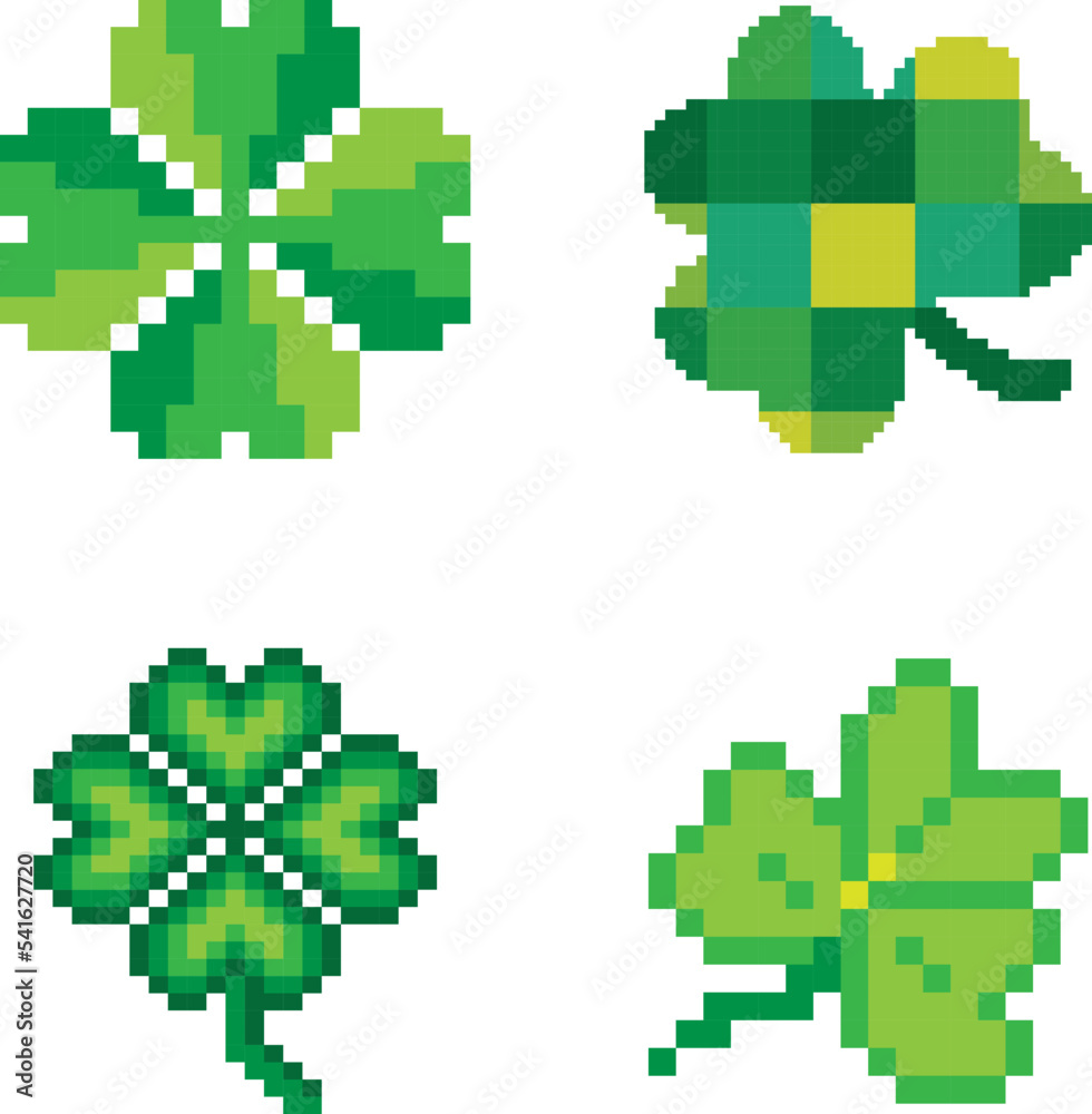 clover pixel art vector illustration. clover image or clip art. clover pixel art vector illustration. clover image or clip art.