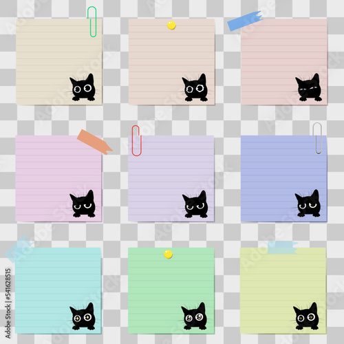 付箋　カラフル　黒猫　セット