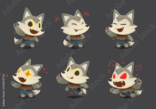 set of monster werewolf character mascot collection	