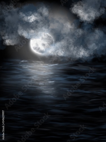 Mond über Wellen © Laura Bloom