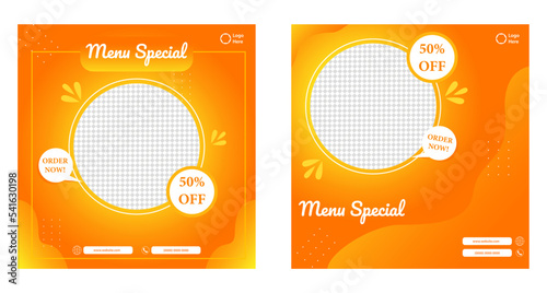 Vector illustration of a food social media post. Great for templates, food banners, social media posts, restaurant web ads.