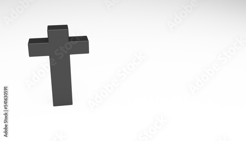 Abstract 3d-rendering of a black cross in front a white bright background