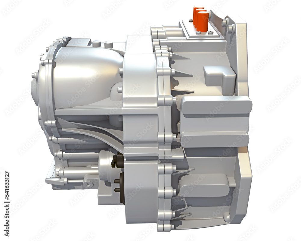 Transmission vehicle gearbox 3D rendering on white background Transmission vehicle gearbox 3D rendering on white background
