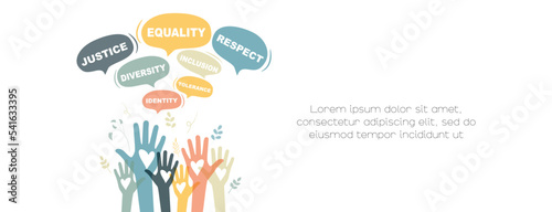 Diversity, Equality, Inclusion, Identity, Tolerance, Respect, Justice concept. Banner with place for text. photo