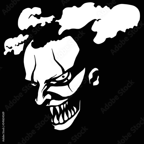 Scary clown silhouette tattoo art vectors art character design
